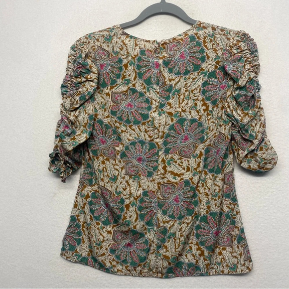 Veronica Beard Henrieta Medallion Floral Boho Print Silk Blend Blouse Size 0 - Picture 6 of 9